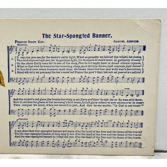 Merry Christmas Postcard Star Spangled Banner Music Embossed Happy New Year - Picture 5 of 6